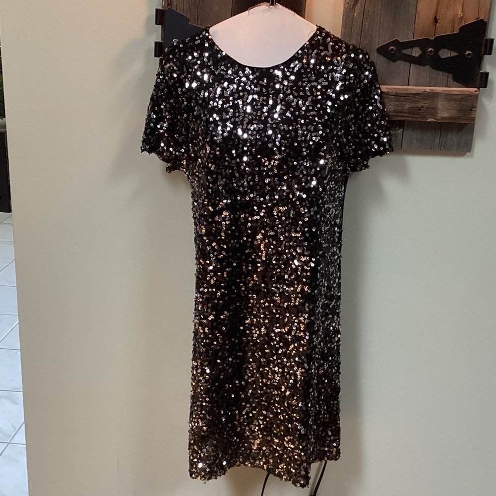 She + Sky Black silver Sequin Dress